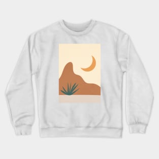 Bohemian Mountain, Moon, Burnt Orange Crewneck Sweatshirt